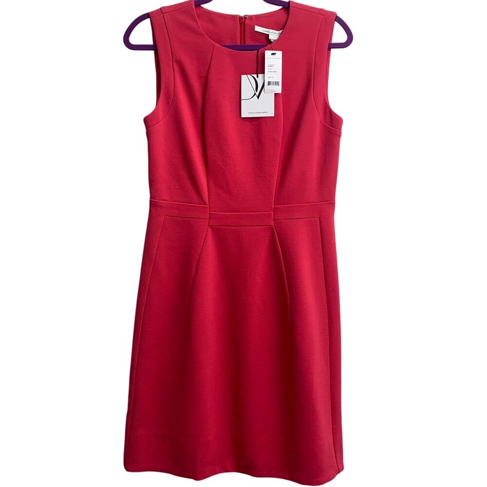 NWT Diane von Furstenberg Sz 10 Fucshia Rose Shanna Sleeveless Dress Work Shift